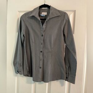 Foxcroft button up dress shirt, size small, black & white checked